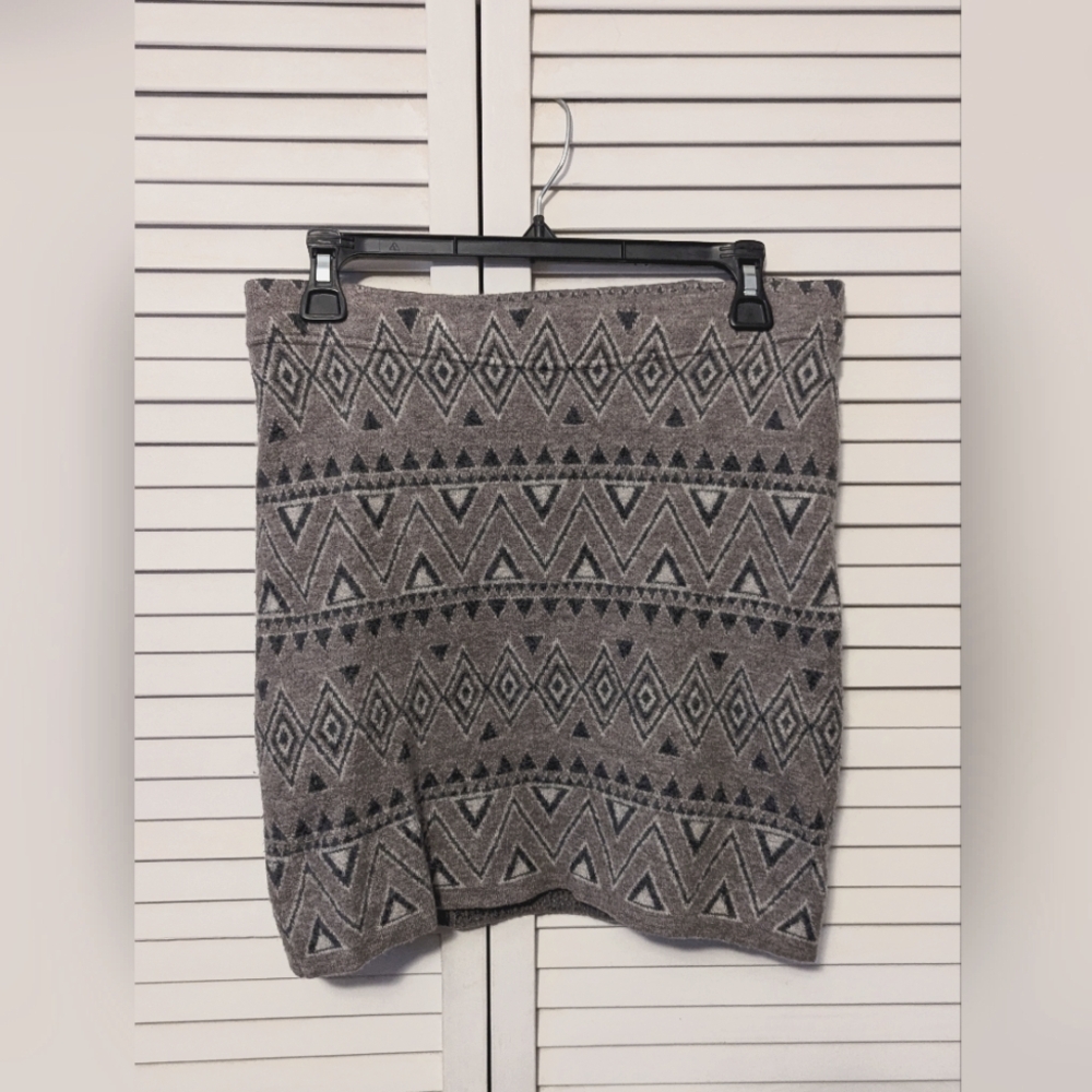 Toad & Co Geometric Patterned Gray wool mini Skirt